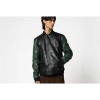Men's Real Leather Varsity Bomber Jacket - Classic Streetwear, 100% Sheep Leather, Ribbed Trims