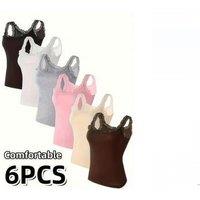 Unisex Black 6-Pack Women'S Slim Fit Lace Camisole - 4 Sizes, 6 Colours
