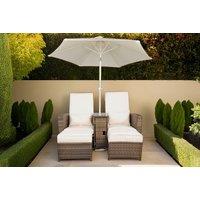 Nevada 2-Seater Rattan Weather-Resistant Reclining Sun Lounger Set!