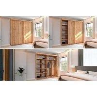Modern Oak Double Sliding Wardrobe 203cm - Space-Saving Bedroom Storage