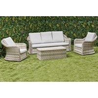 Hampton Grey Rattan Lounge Set - Weather-Resistant, 6-Seater