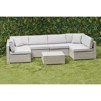 6-Seater Grey U-Shaped Weather-Resistant Rattan Garden Sofa Set with Coffee Table
