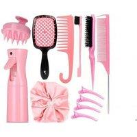 Professional 12-Piece Haircare & Styling Detangler Brush Set with Spray Bottle - All Hair Types, Premium Tools, Gift-Ready