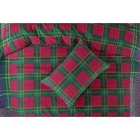 Thermal Flannelette Tartan Bedding Set - 100% Brushed Cotton, Machine Washable, Classic Check - Duvet Or Flat Sheet In 3 Colours