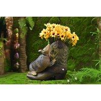 Solar-Powered Outdoor Planter & Garden Light - Weatherproof Resin, 19Cm