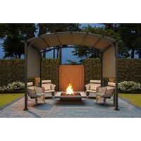 10' X 8' Grey Metal Pergola With Retractable Roof & Pu Sunshade