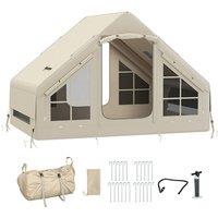 Outsunny 4-Person Inflatable Pop-Up Tent - Waterproof Oxford Family Camping Shelter