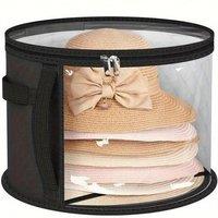 Stackable Fabric Hat Storage Box with Transparent Lid - Modular Closet & Wardrobe Organiser