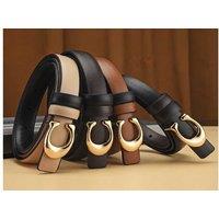 Unisex Brown Gucci-Inspired Leather Buckle Belt