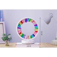 Energy-Healing Crystal Cluster Round-Frame Lamp - White Or Black Frame