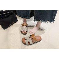 Unisex Brown Hermes-Inspired Women'S Velcro Slip-On Sandals - Lightweight, Adjustable, Non-Slip, 9 Colours, 11 Sizes