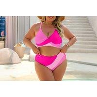 Women's Black High Waist Colour-Block Bikini Set - Stretch, Flattering, 3 Colours