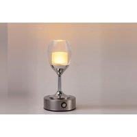 USB Rechargeable LED Table Lamp - Dimmable Acrylic Wine Glass Light, Portable, Modern Touch Control