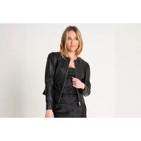 Unisex Women'S Real Leather Puff Sleeve Jacket - Classic Black, Tailored Fit, Barneys Originals