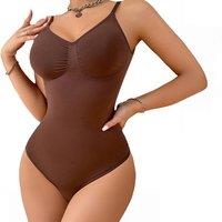 Pink Women's Seamless Shaping Bodysuit - Breathable Polyamide & Elastane, Tummy & Back Control, Adjustable Straps, Invisible Under Clothes (UK8-UK22)