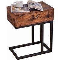 Elegant Vintage Bedside TableSpacious Drawer, Stylish Steel Legs