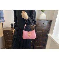 Unisex Pink Diamond Pattern Chain Underarm Bag, Elegant & Compact