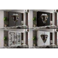 Modern Double Sliding Door Wardrobe With Mirror - White, Black, Or Grey - Space-Saving Bedroom Storage (150Cm Or 203Cm)