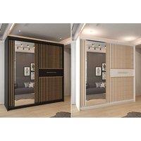 Modern 150/203Cm Sliding Door Wardrobe In White & Black Colors