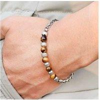Tiger Eye Bead Bracelet With Adjustable Chain