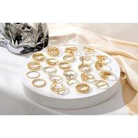 23-Piece Knuckle Rings Set In Gold And Silver With Vintage Designs