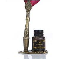 Vintage Feather Calligraphy Pen Set - Retro Writing Gift, Metal Embossed Holder, 3 Colours
