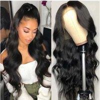 Unisex Black Middle Part Body Wave Wig For Women