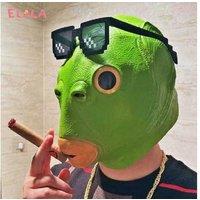 Unisex Green Fish Head Mask For Halloween Costume
