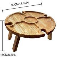 Portable Wooden Picnic Table With Wine Glass Holder
