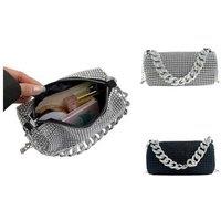 Unisex Silver Women Allover Rhinestone Mini Crossbody Bag