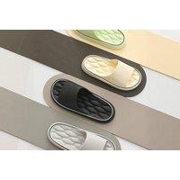 Unisex Black Lightweight Non-slip Bathroom Slippers - Water Drainage Design