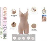 Beige Women's Seamless Shaping Bodysuit - Breathable Nylon Spandex, Tummy & Thigh Control, Invisible Under Clothes