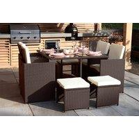 Royalcraft Cannes 8-Seater Rattan Cube Dining Set - Weather-Resistant, Space-Saving, Modern Garden Furniture