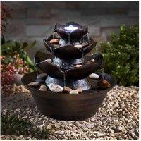Oriental Table Top Water Feature - LED Indoor & Outdoor Garden Ornament, Frost-Resistant Polyresin