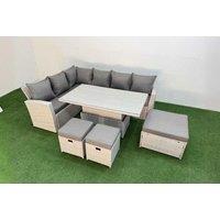 9-Seat Weather-Resistant Rattan Corner Sofa Set with Armchair & Stools