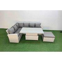 7-Seat Rattan Corner Sofa Set With Armchair & Big Stool - Modern Outdoor Furniture