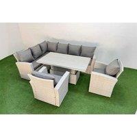 8-Seat Weather-Resistant Rattan Dining Set With Reclining Armchairs
