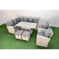10-Seat Weather-Resistant Rattan Corner Sofa Set With Reclining Sun Lounger