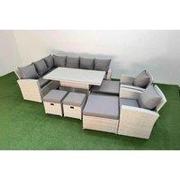 12-Seat Weather-Resistant Rattan Corner Sofa Set With Armchair, Light Grey
