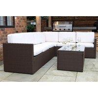 Berlin 6-Seater Weather-Resistant Rattan Corner Lounge Set with Glass Table - Hand-Woven Outdoor Sofa