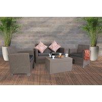 Royalcraft Faro 4 Seater Grey Taupe Modern Rattan-Effect Weather-Resistant Lounge Set - Includes Storage Box!