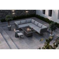 Royalcraft Aluminum 8-Seater Mayfair Corner Lounging Set With Fire Pit Table & Bench