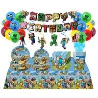 Minecraft-Themed Party Decorations & Complete Tableware Set For Kids' Birthdays