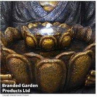 Gold Effect Sitting Buddha Outdoor Garden Ornament Water Feature - Weather-Resistant Polyresin Sculpture