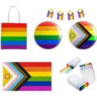 Unisex Black Pride Festival Fancy Dress Bundle - Rainbow Accessories Set for Parades, Parties & Events