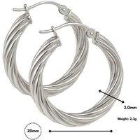 925 Sterling Silver 3Mm Twisted Hoop Earrings - Creole Fixing