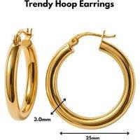 925 Silver 14K Gold Plated Polished Creole Hoop Earrings