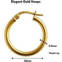 925 Silver Gold Plated 2Mm Polished Creole Hoop Earrings