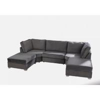 BISHOP Plush Grey Fabric U Shape Corner Sofa - Large 6-Seater Modern Lounge
