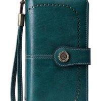 Unisex Blue Waterproof RFID Anti-Magnetic Zipper Wallet with 23 Card Slots